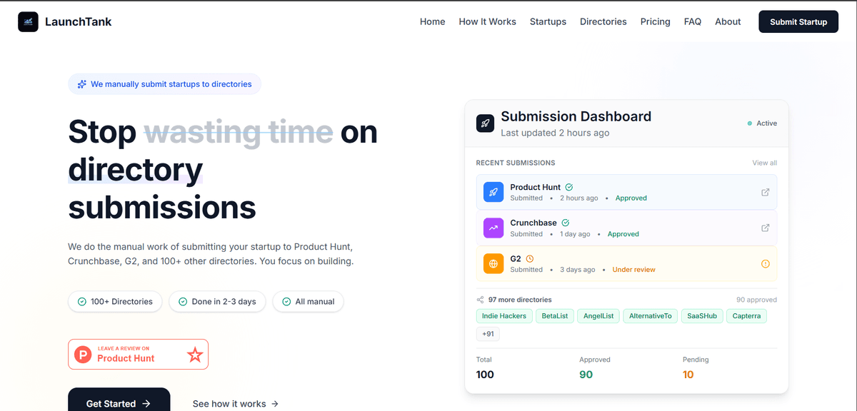 LaunchTank.xyz SaaS directory submission website built by ChaiCodeStudio