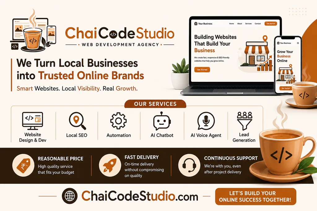 ChaiCodeStudio — Professional website design for Indian businesses, fast, mobile-friendly, and SEO optimized